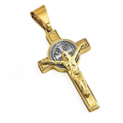 Złoty męski masywny krzyżyk Benedyktyński z Jezusem pr. 585